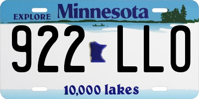 MN license plate 922LLO