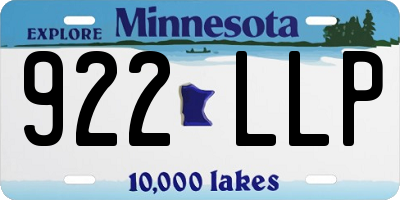 MN license plate 922LLP