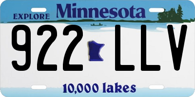 MN license plate 922LLV