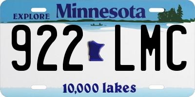 MN license plate 922LMC