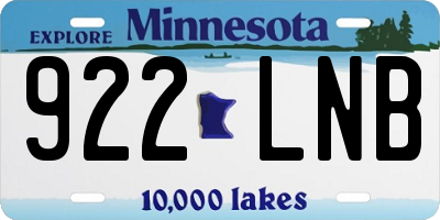 MN license plate 922LNB