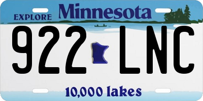 MN license plate 922LNC