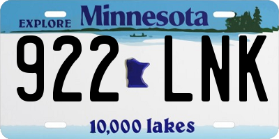 MN license plate 922LNK