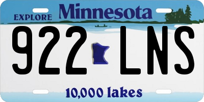 MN license plate 922LNS