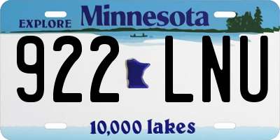 MN license plate 922LNU