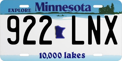 MN license plate 922LNX
