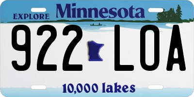 MN license plate 922LOA