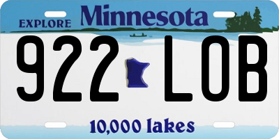 MN license plate 922LOB