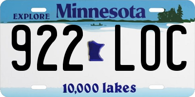 MN license plate 922LOC