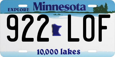 MN license plate 922LOF