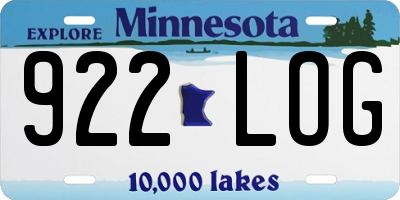 MN license plate 922LOG