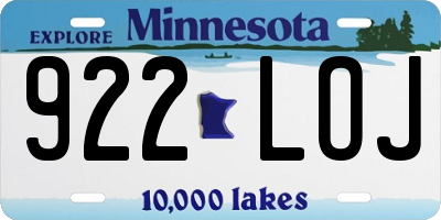 MN license plate 922LOJ