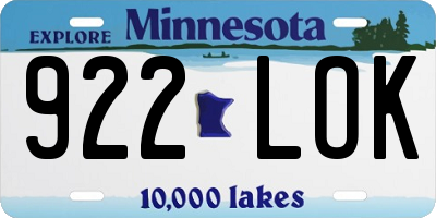 MN license plate 922LOK