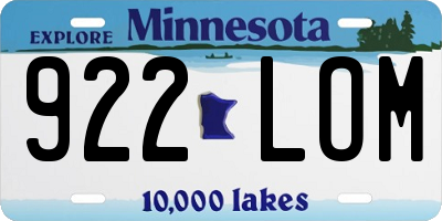 MN license plate 922LOM