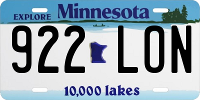 MN license plate 922LON
