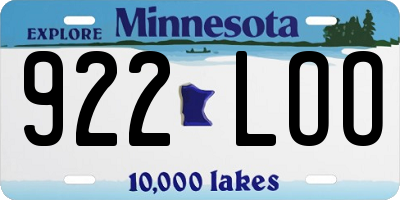 MN license plate 922LOO