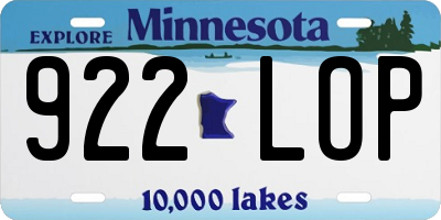 MN license plate 922LOP