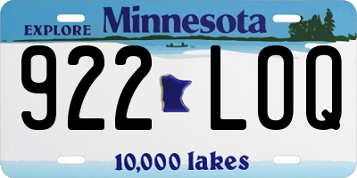 MN license plate 922LOQ
