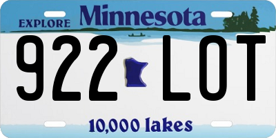 MN license plate 922LOT