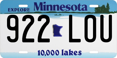 MN license plate 922LOU