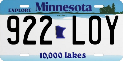 MN license plate 922LOY