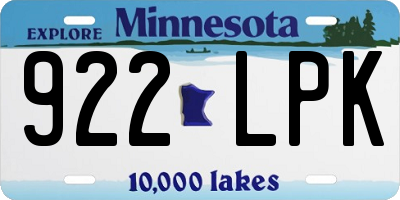 MN license plate 922LPK