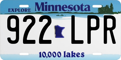 MN license plate 922LPR