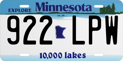 MN license plate 922LPW