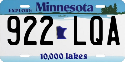 MN license plate 922LQA