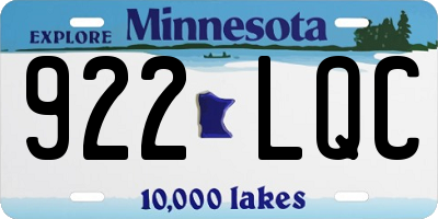MN license plate 922LQC