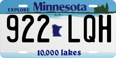 MN license plate 922LQH