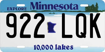 MN license plate 922LQK