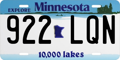 MN license plate 922LQN