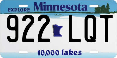 MN license plate 922LQT