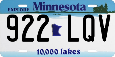 MN license plate 922LQV