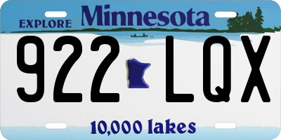 MN license plate 922LQX