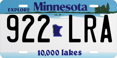 MN license plate 922LRA
