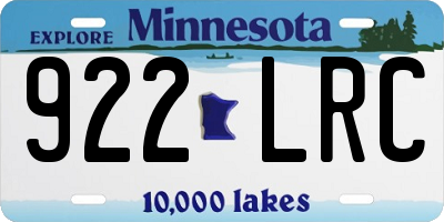MN license plate 922LRC