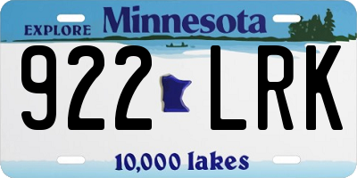 MN license plate 922LRK