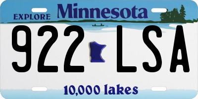 MN license plate 922LSA