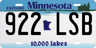 MN license plate 922LSB