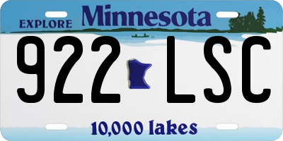 MN license plate 922LSC