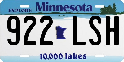 MN license plate 922LSH