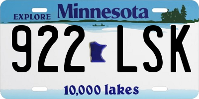 MN license plate 922LSK
