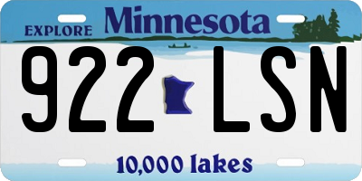 MN license plate 922LSN