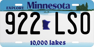 MN license plate 922LSO