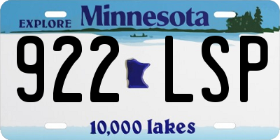 MN license plate 922LSP