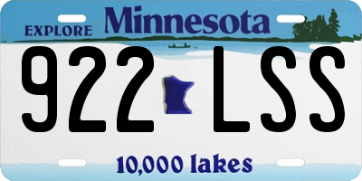 MN license plate 922LSS