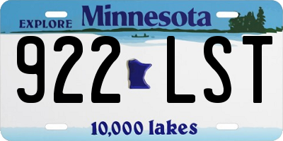 MN license plate 922LST