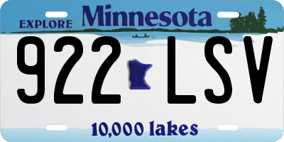 MN license plate 922LSV